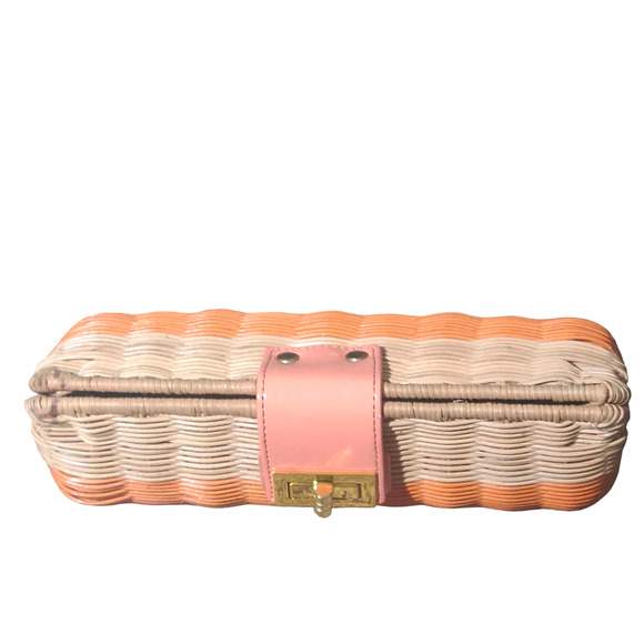 J. Crew Rattan Orange Flap Turn Style Open/ Close Clutch - Picture 2 of 16